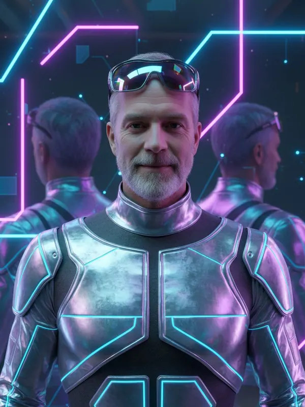 Chrome Cyber — AI-generated model, man, mid-50s