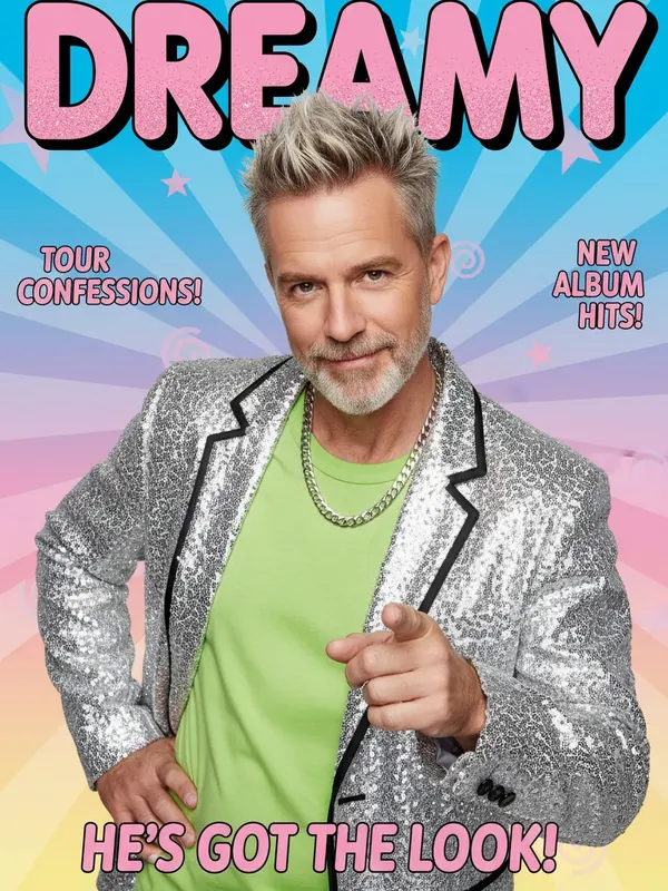 Output: Y2K Magazine Cover — AI-generated model, man, mid-50s