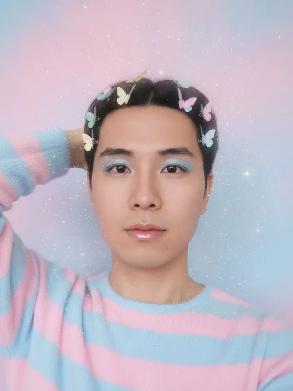 Output: Butterfly Clip — AI-generated model, man, late 20s