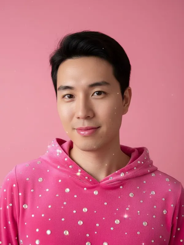 Output: McBling Pink — AI-generated model, man, late 20s