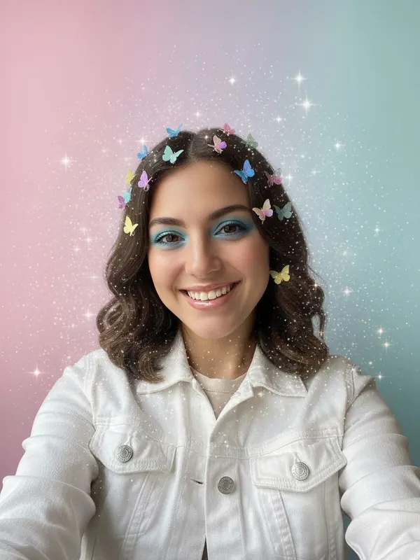 Output: Butterfly Clip — AI-generated model, woman, mid-20s