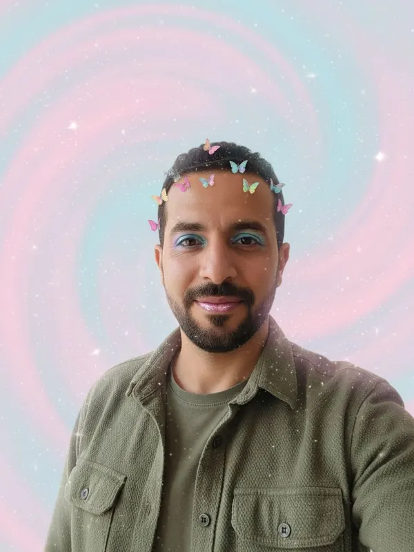 Output: Butterfly Clip — AI-generated model, man, late 30s