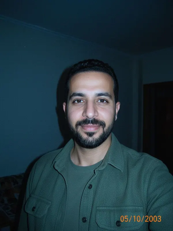 Digicam Flash — AI-generated model, man, late 30s