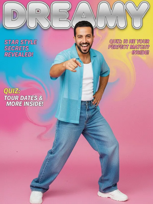 Y2K Magazine Cover — AI-generated model, man, late 30s