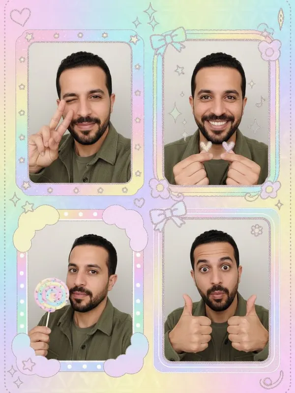 Purikura — AI-generated model, man, late 30s